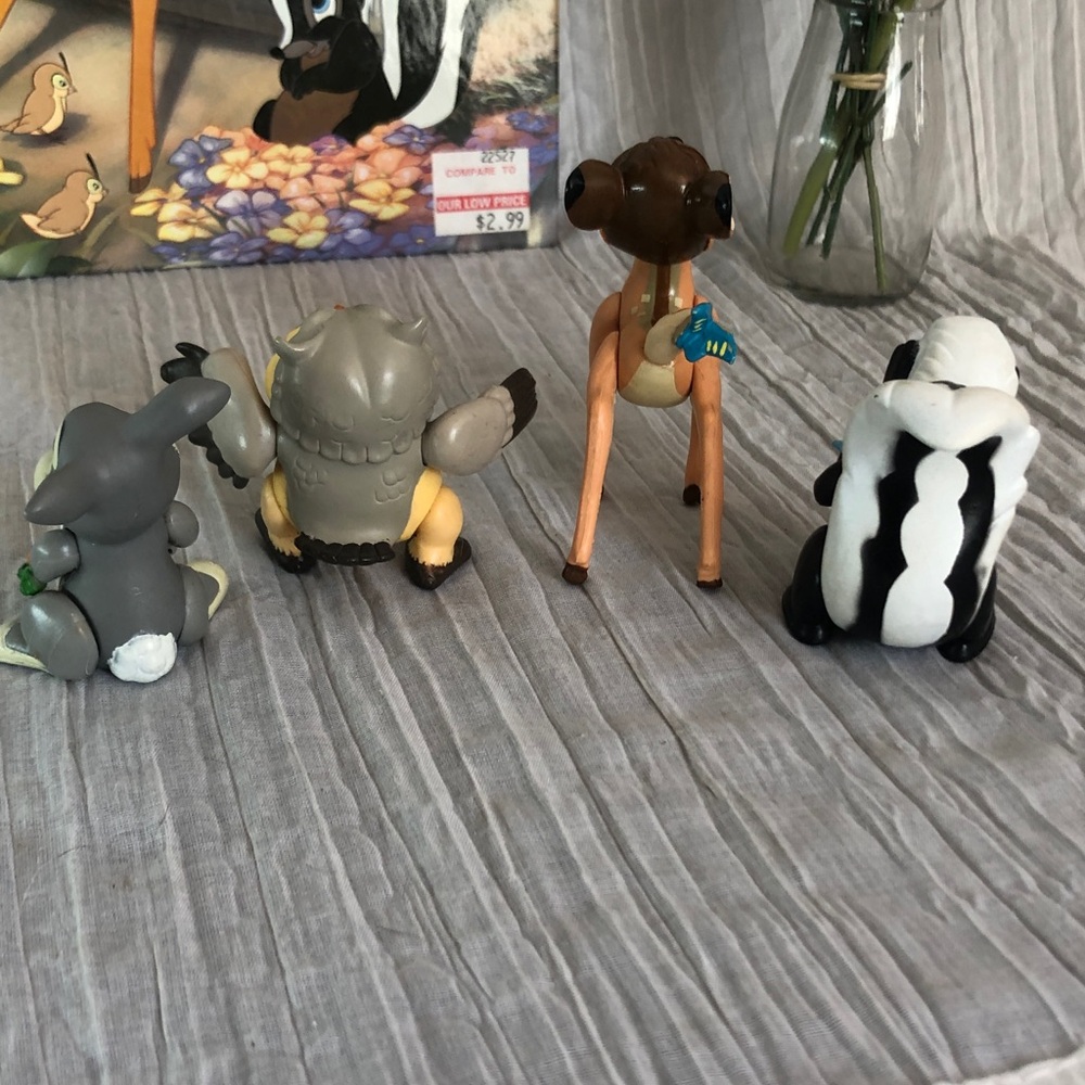 DISNEY Bambi lot of 4 plastic action toys Bambi Flower Thumper Owl & story book - Picture 6 of 13
